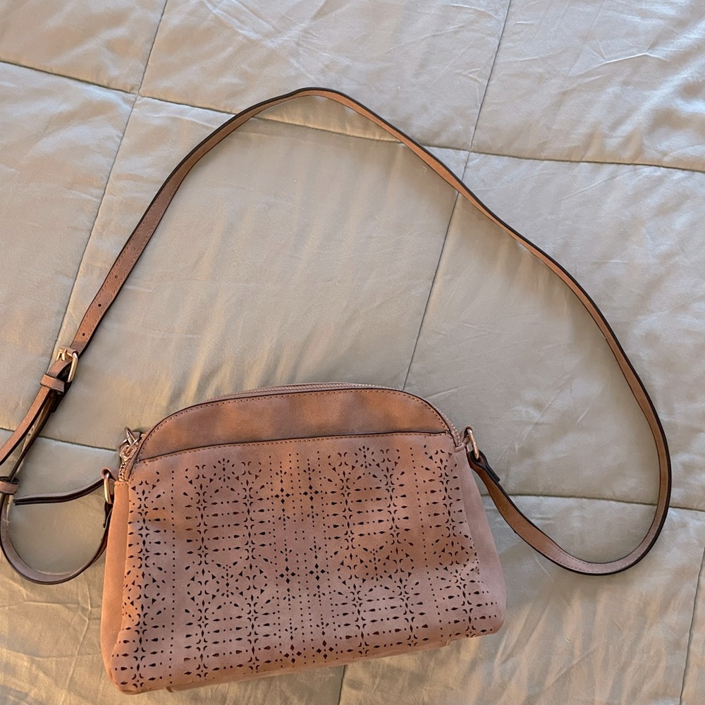 Tan suede crossbody purse